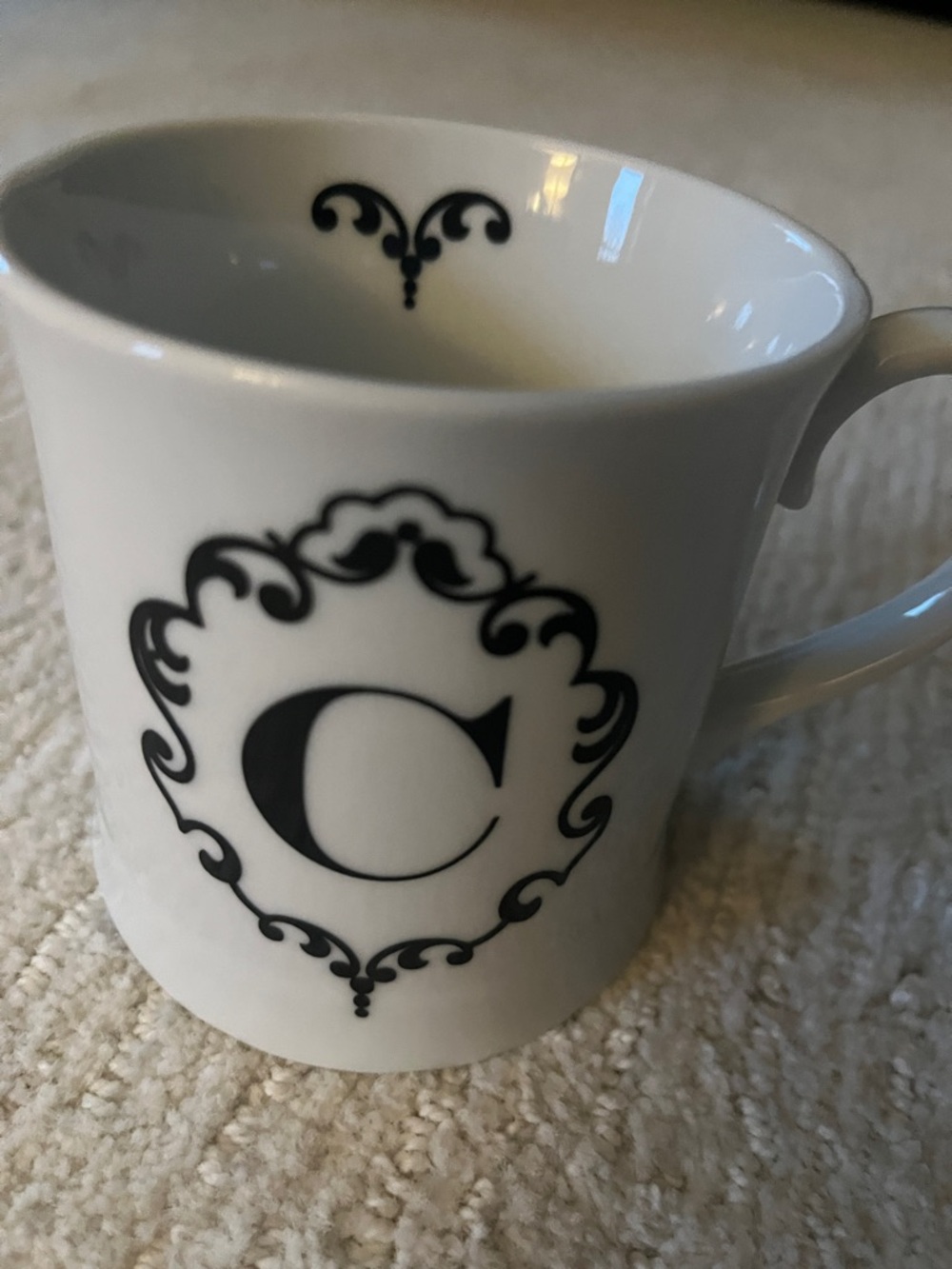Monogram C Ceramic Coffee Mug - White with Black Design